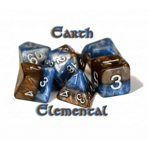 Dice 7-set Earth Elemental (16mm) Blue / Brown