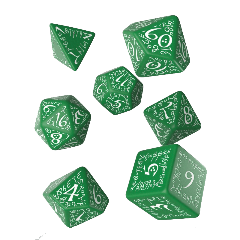 Dice 7-set Elven (16mm) Green / White