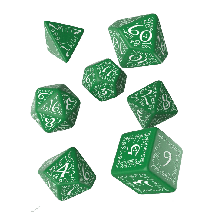 Dice 7-set Elven (16mm) Green / White