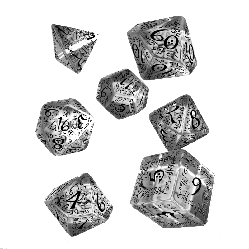 Dice 7-set Elven (16mm) Transparent / Black