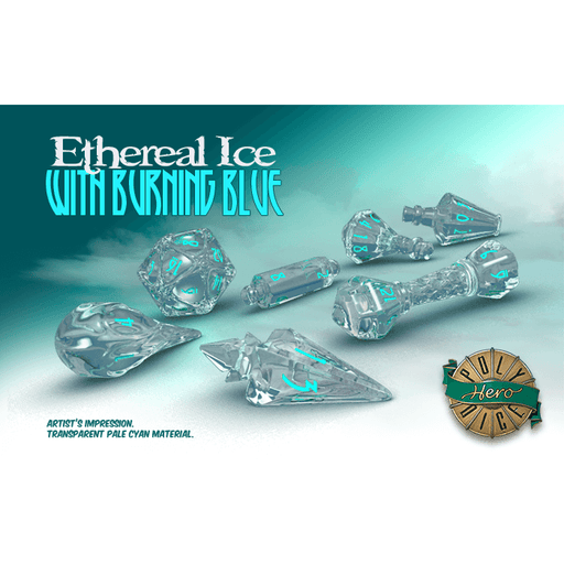 Wizard Dice 7-set Ethereal Ice w/ Burning Blue