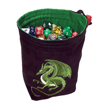 Dice Bag Fantasy(4x4x6in)  Dragon : Black / Green