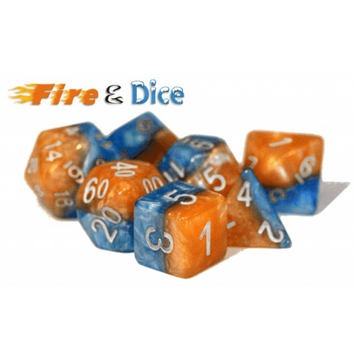 Dice 7-set Fire and Dice (16mm) Orange / Blue