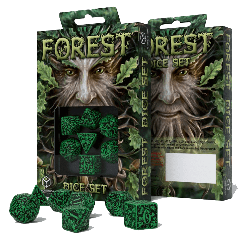 Dice 7-set Forest (16mm) Black / Green