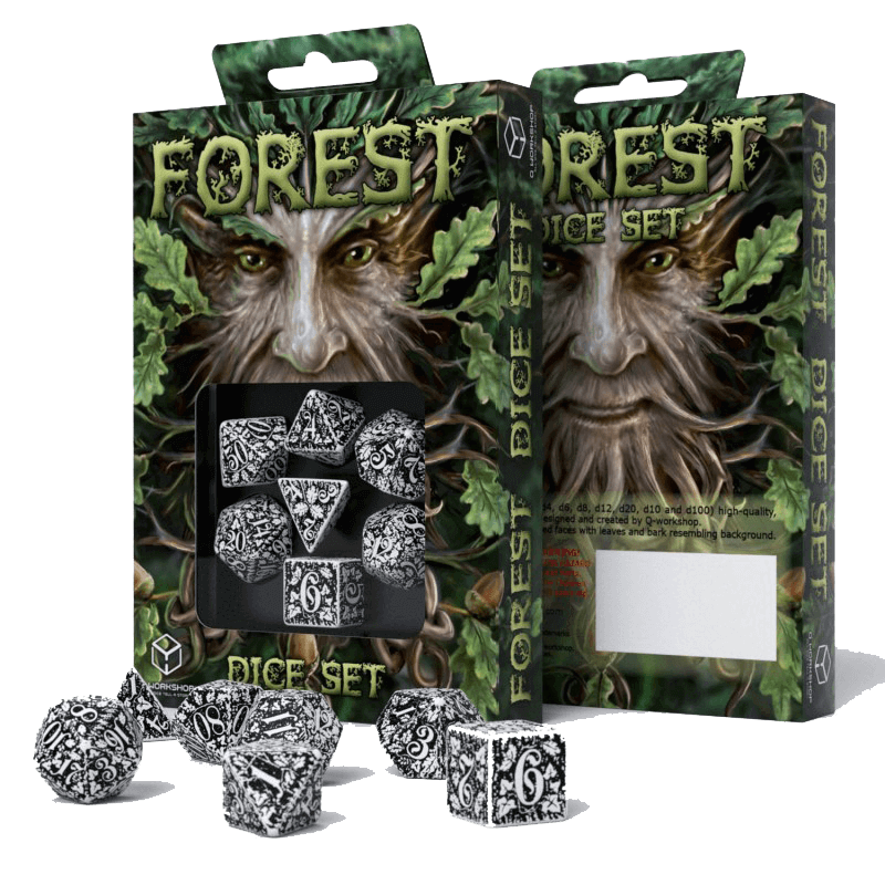 Dice 7-set Forest (16mm) Black / White