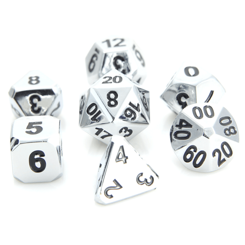 Dice 7-set Metal Forge (16mm) Shiny Silver / Black