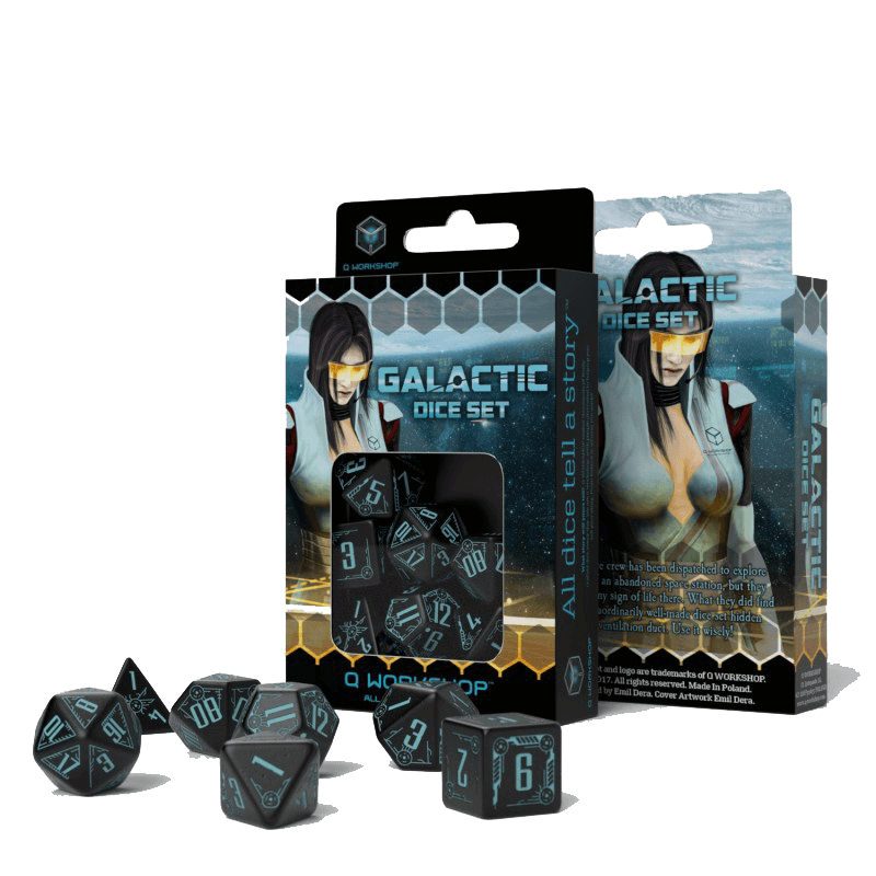 Dice 7-set Galactic (16mm) Black / Blue