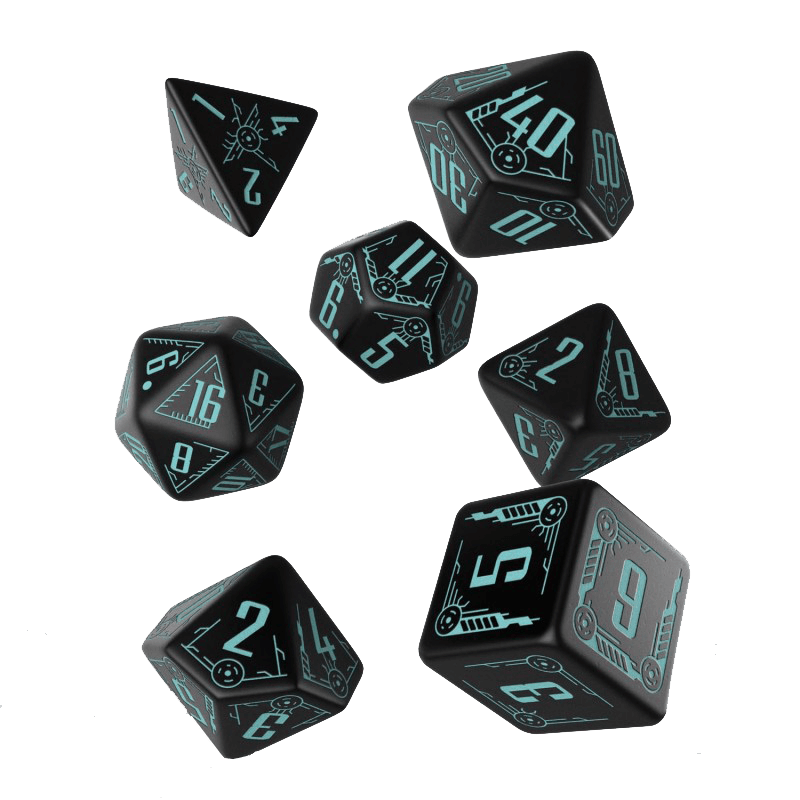 Dice 7-set Galactic (16mm) Black / Blue