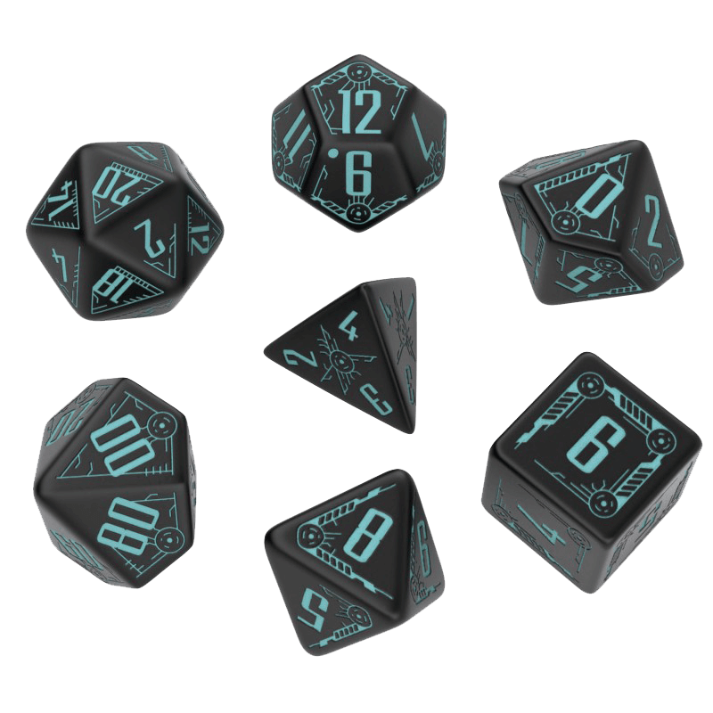 Dice 7-set Galactic (16mm) Black / Blue