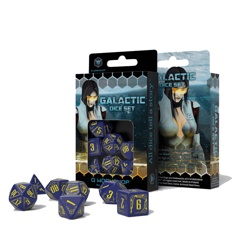 Dice 7-set Galactic (16mm) Navy / Yellow