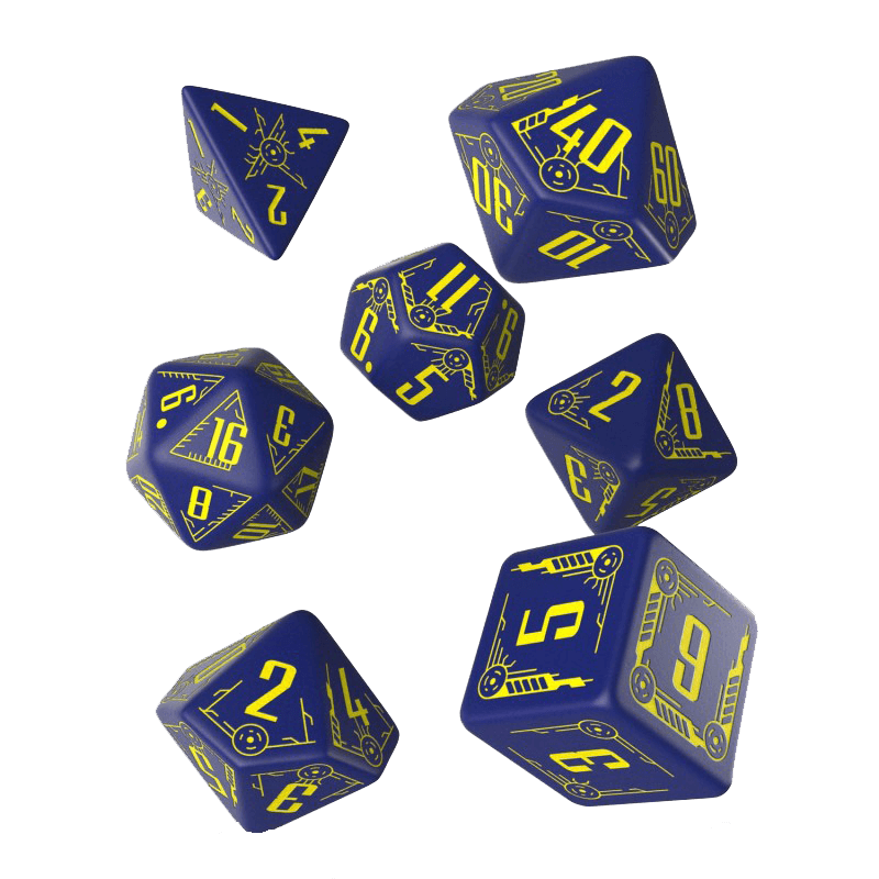 Dice 7-set Galactic (16mm) Navy / Yellow