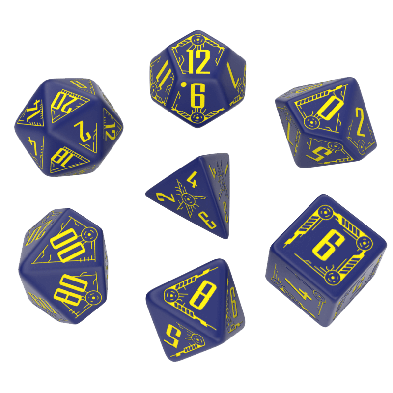 Dice 7-set Galactic (16mm) Navy / Yellow