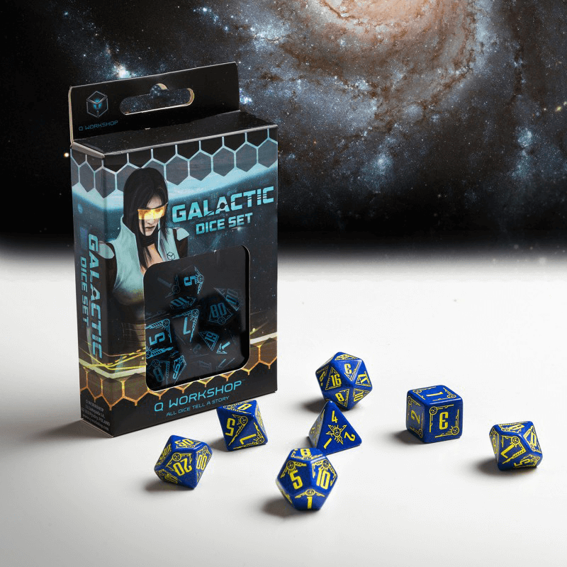 Dice 7-set Galactic (16mm) Navy / Yellow