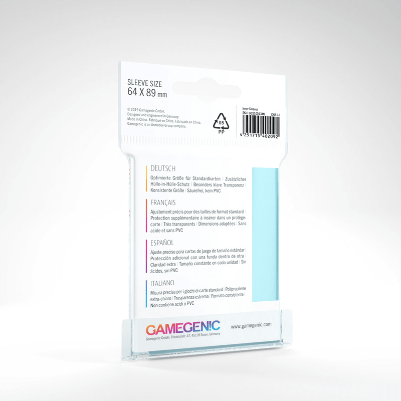 Sleeves Gamegenic Inner Sleeves (64x89mm 100ct) Clear
