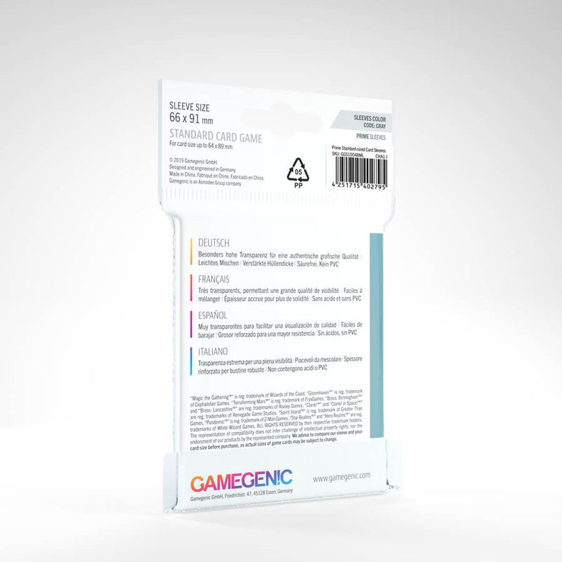 Sleeves Gamegenic Standard (Gray 66x91mm 50ct) Clear