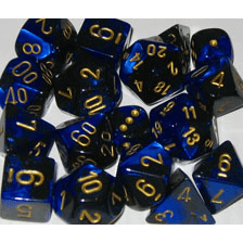 Dice Set 12d6 Gemini (16mm) 26635 Black Blue / Gold