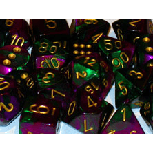 Dice Set 36d6 Gemini (12mm) 26834 Green Purple / Gold