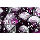 Dice Set 12d6 Gemini (16mm) 26632 Purple Steel / White