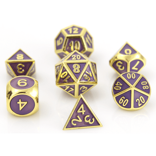 Dice 7-set Metal Gemstone (16mm) Gold Amythest