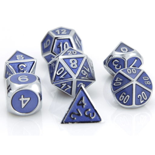 Dice 7-set Metal Gemstone (16mm) Silver Tanzanite