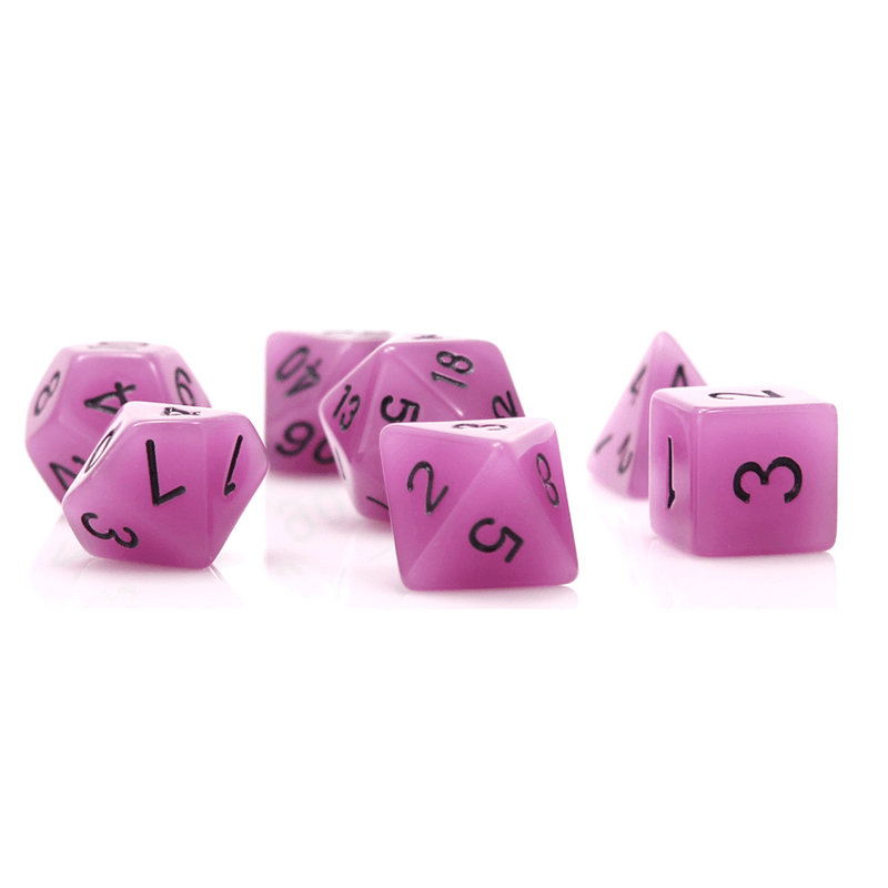 Dice 7-set Glow in the Dark (16mm) Purple