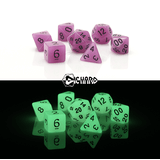 Dice 7-set Glow in the Dark (16mm) Purple