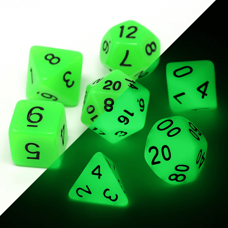 Dice 7-set Glow in the Dark (16mm) Toxic Ooze