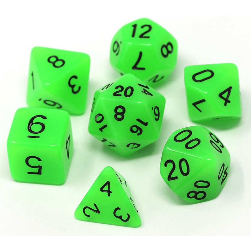 Dice 7-set Glow in the Dark (16mm) Toxic Ooze