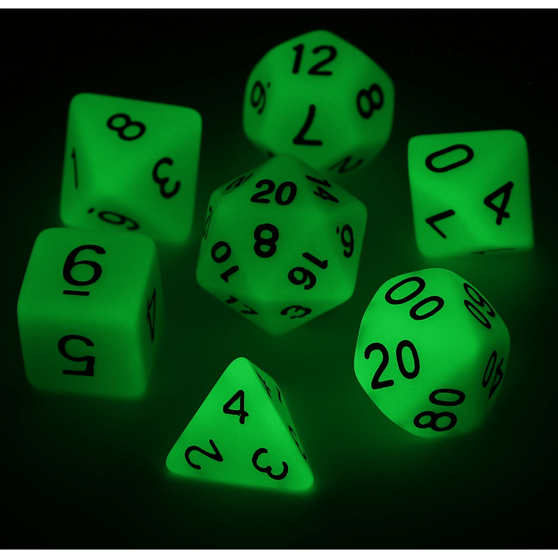Dice 7-set Glow in the Dark (16mm) Toxic Ooze