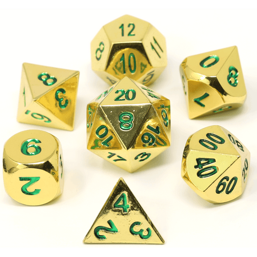 Dice 7-set Metal Classic (16mm) Gold / Emerald