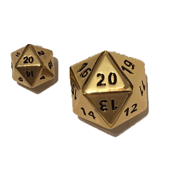 Polyhedral Dice d20 Metal (35mm) Gold Hue