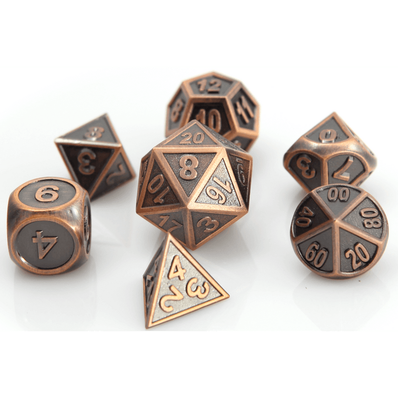 Dice 7-set Metal Gothica (16mm) Battleworn Copper