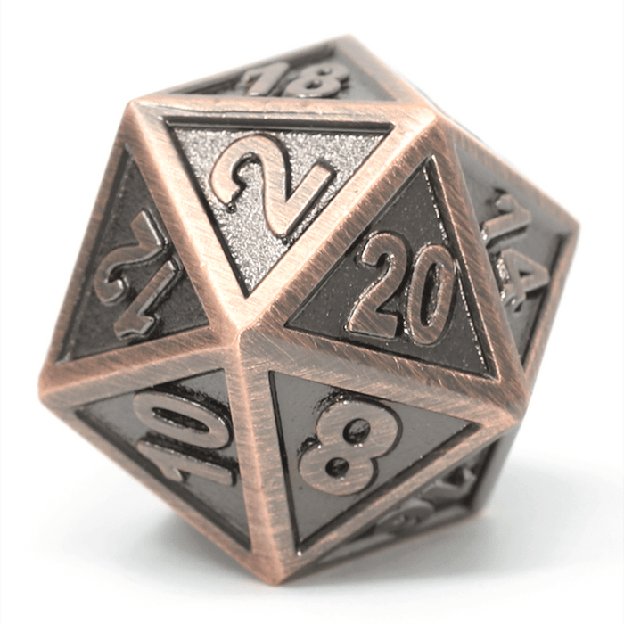 Polyhedral Dice d20 Metal (16mm) Battleworn Gothica : Copper