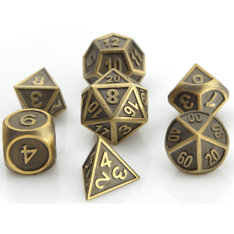 Dice 7-set Metal Gothica (16mm) Battleworn Gold