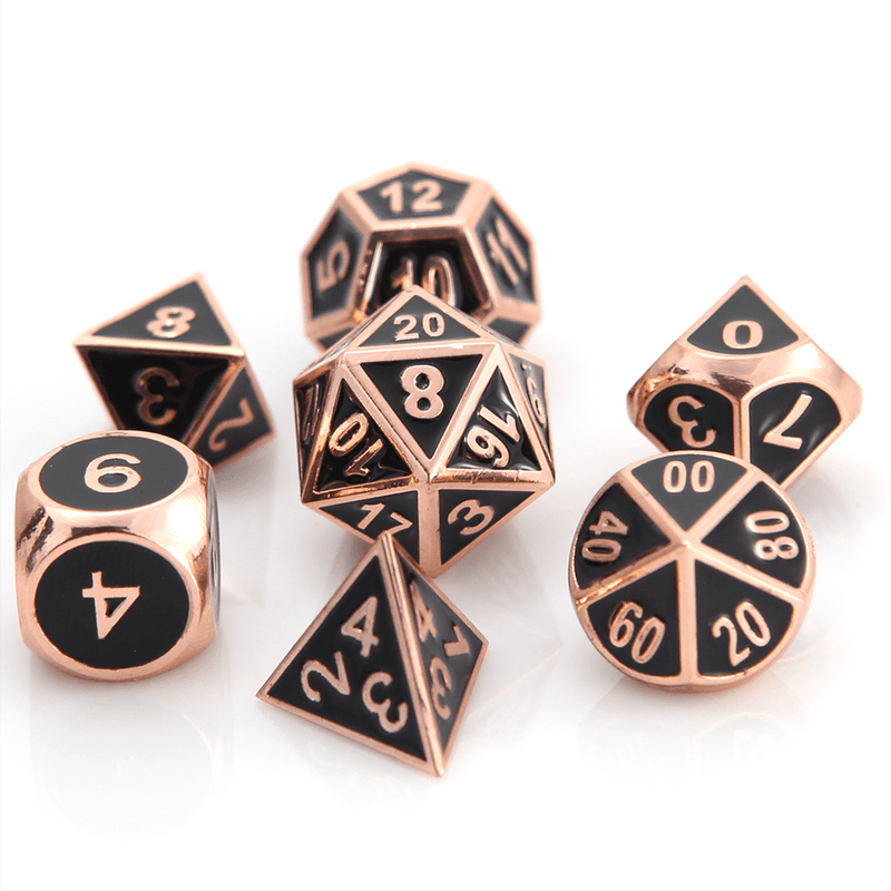 Dice 7-set Metal Gothica (16mm) Shiny Copper / Black