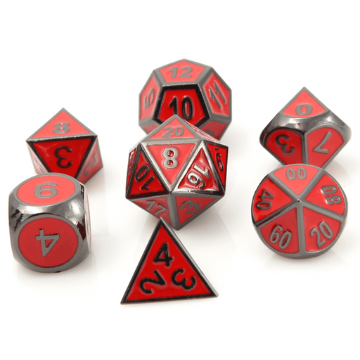 Dice 7-set Metal Gothica (16mm) Sinister Red