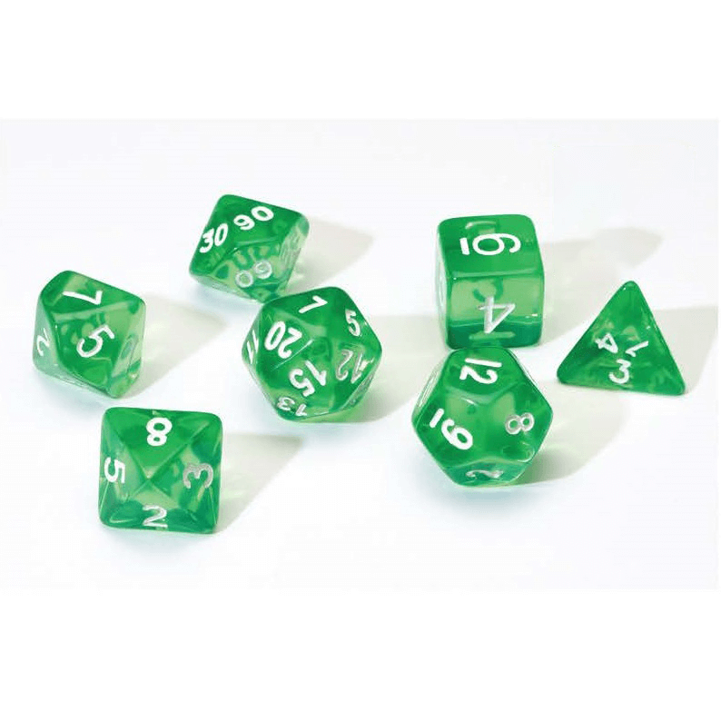 Dice 7-set Translucent (16mm) Green / White