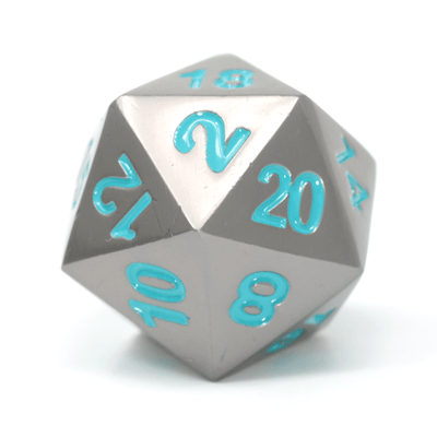 Polyhedral Dice d20 Metal (16mm) Gunmetal / Teal