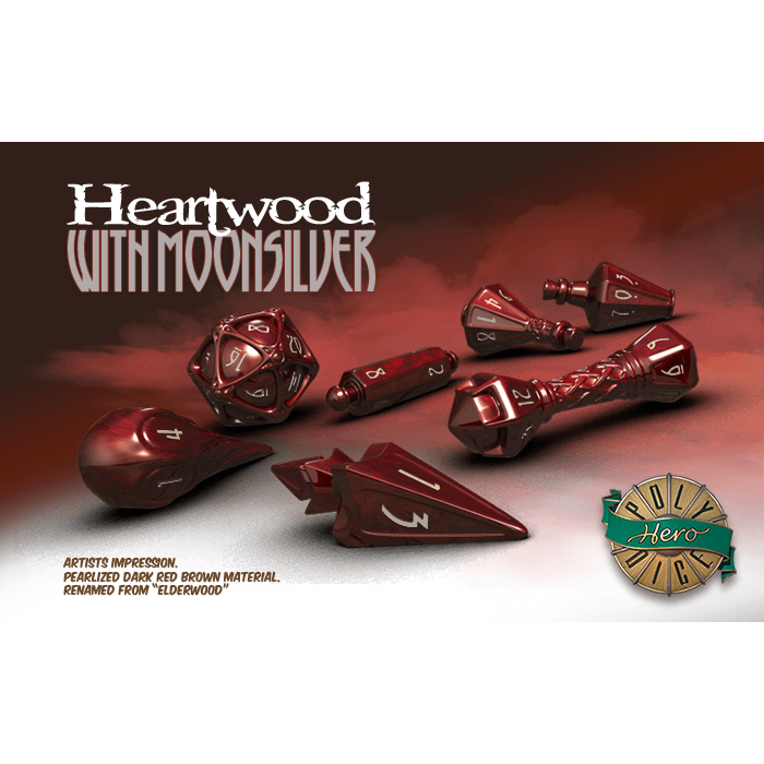 Wizard Dice 7-set Heartwood w/ Moonsilver
