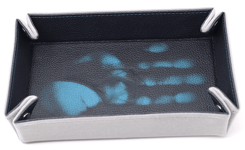 Dice Tray (8x11in) Heat Change Leather Teal / Velvet Gray