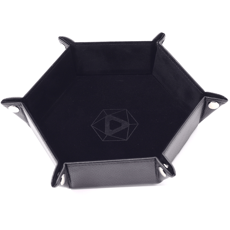 Dice Tray (10x12in) Hex Leather Black / Velvet Black