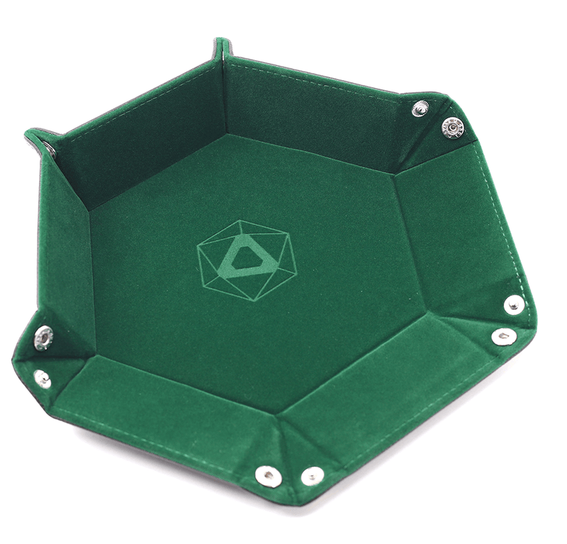 Dice Tray (10x12in) Hex Leather Black / Velvet Green