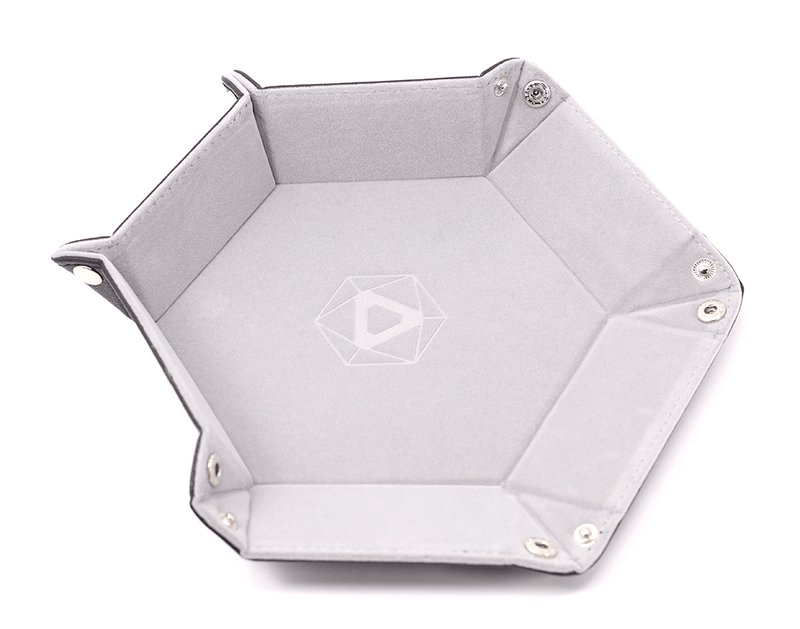 Dice Tray (10x12in) Hex Leather Black / Velvet Gray
