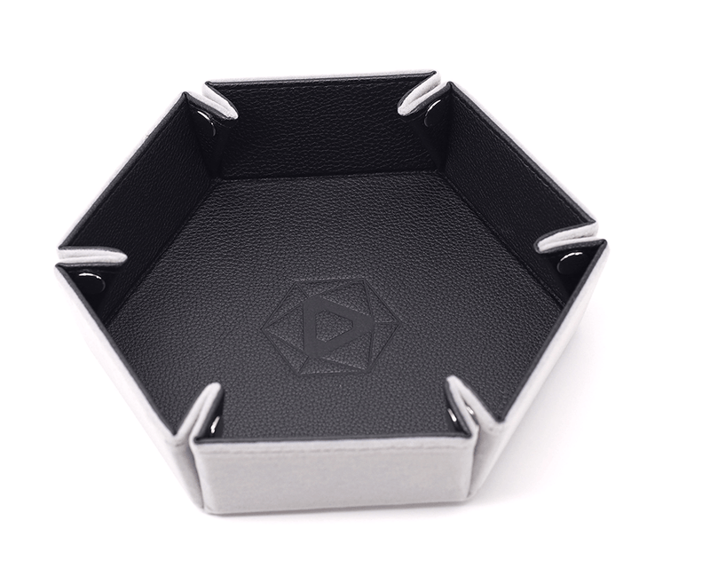 Dice Tray (10x12in) Hex Leather Black / Velvet Gray
