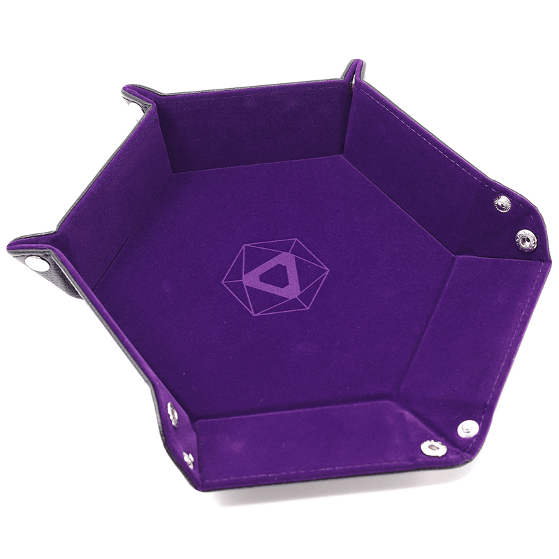 Dice Tray (10x12in) Hex Leather Black / Velvet Purple