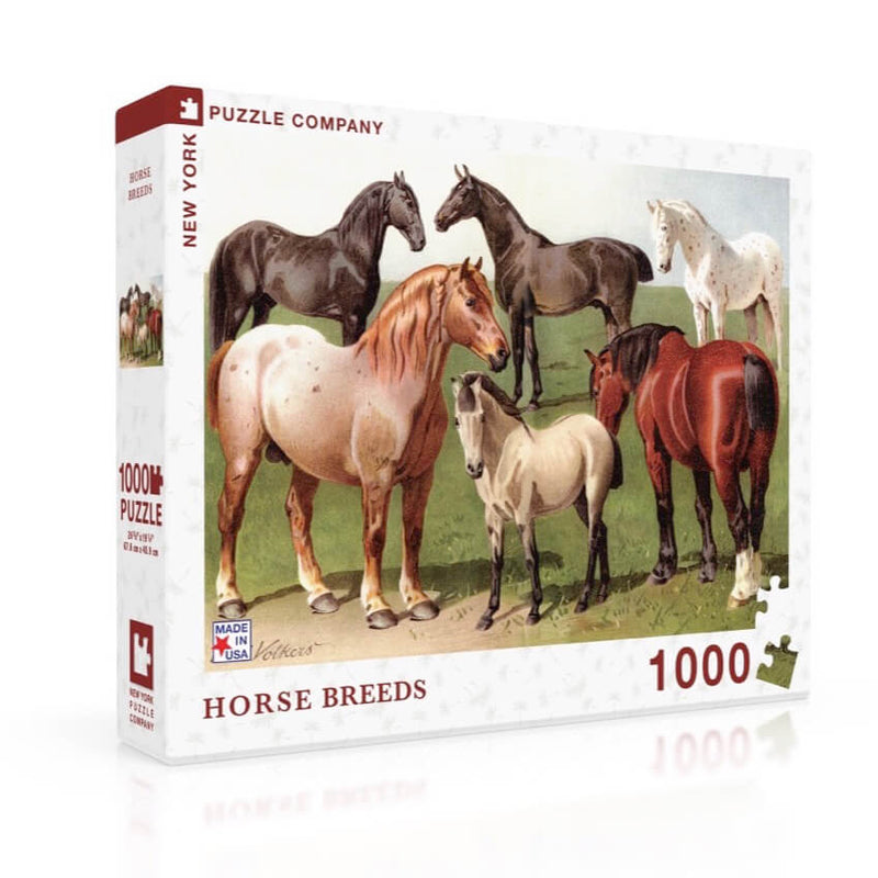 Puzzle (1000pc) Vintage : Horse Breeds