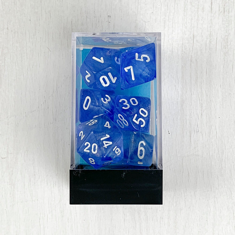 Dice 7-set Borealis (16mm) 27426 Sky Blue / White