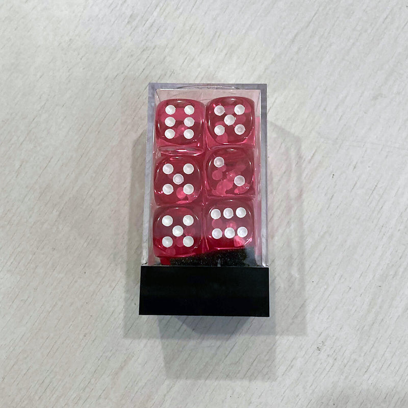 Dice Set 12d6 Translucent (16mm) 23614 Pink / White