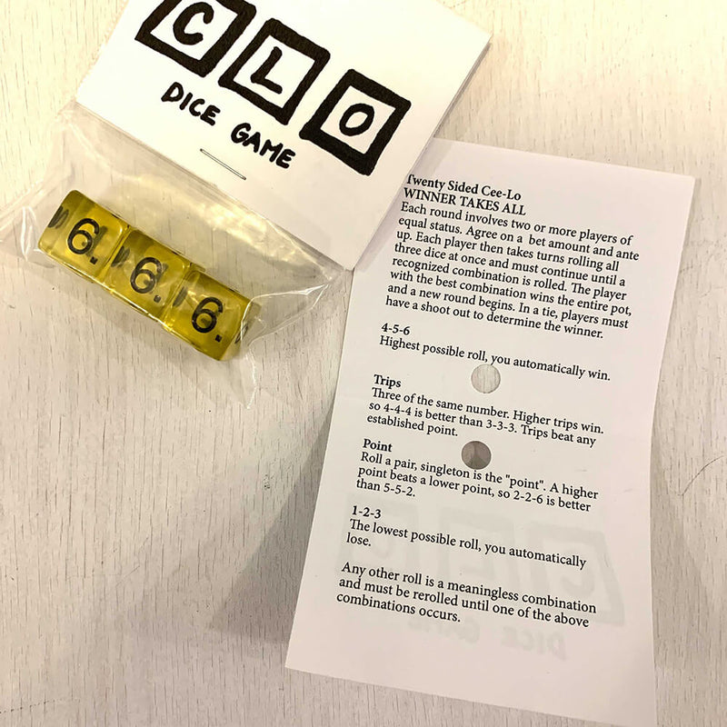 CLO (Cee-Lo) Street Dice