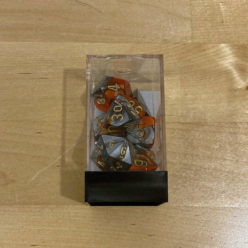 Dice 7-set Gemini (16mm) 26461 Orange Steel / Gold